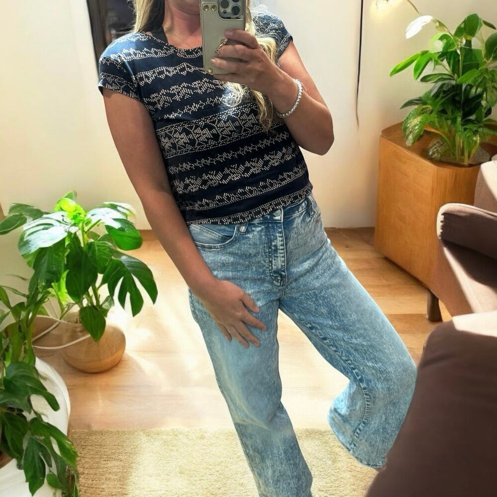 sfera european boxy crop top tribal blue EU small